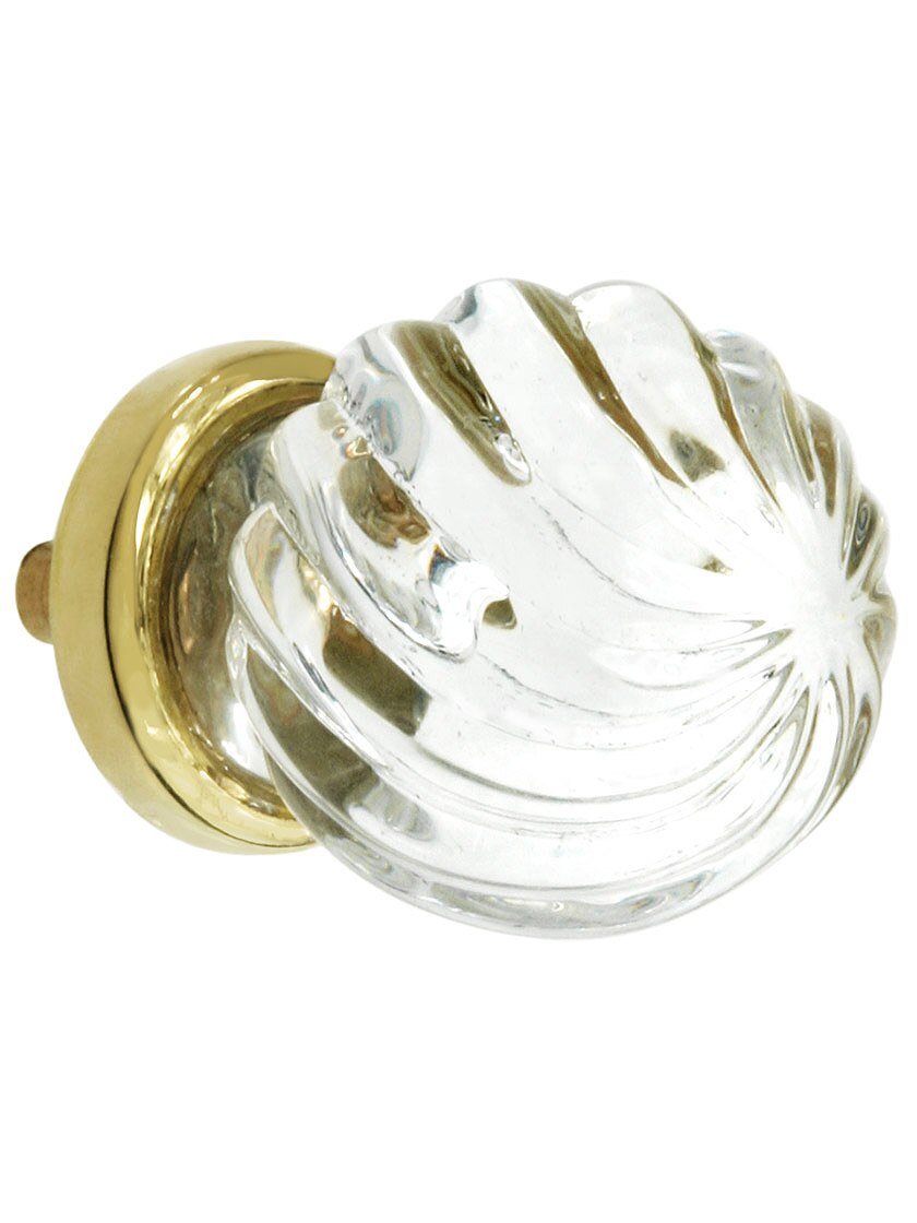 Swirling Globe Style Glass Knob With Solid Brass Base House of